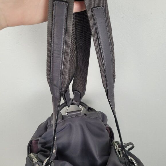 MZ Wallace Marlena Backpack Nylon Silver Hardware Leather Trim Gray - Picture 10 of 16